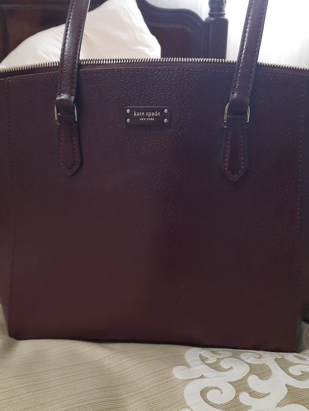 kate spade Deep Burgundy Pebbled Leather Tote